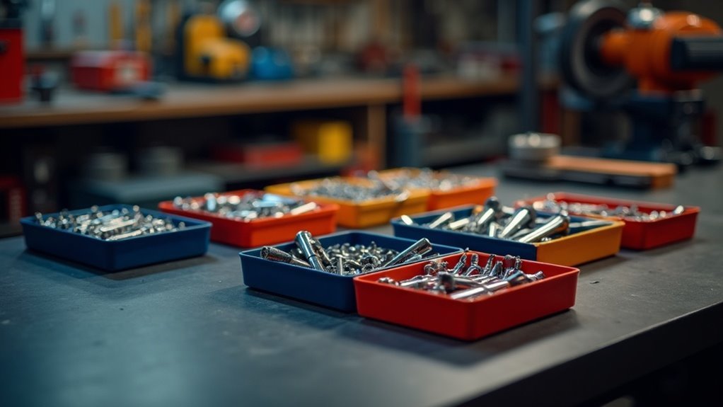 organized workspace with trays